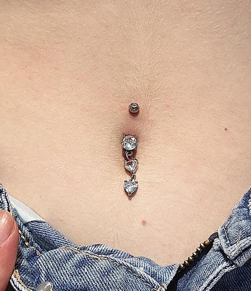 QWALIT Belly Button Rings 14G Surgical Steel Belly Rings CZ Opal Navel Piercing Jewelry for Women Girls 3/8" 10mm Silver Rose Gold - Image 3
